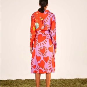 FARM Rio Wild Hearts Midi Skirt (NWOT)